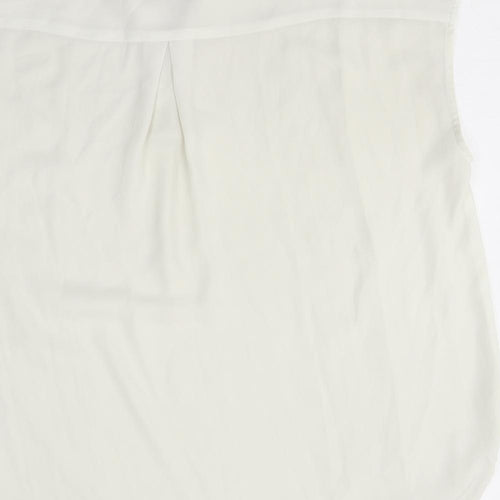 Warehouse Womens Ivory Polyester Basic Blouse Size 12 Collared