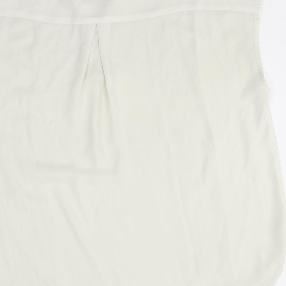 Warehouse Womens Ivory Polyester Basic Blouse Size 12 Collared