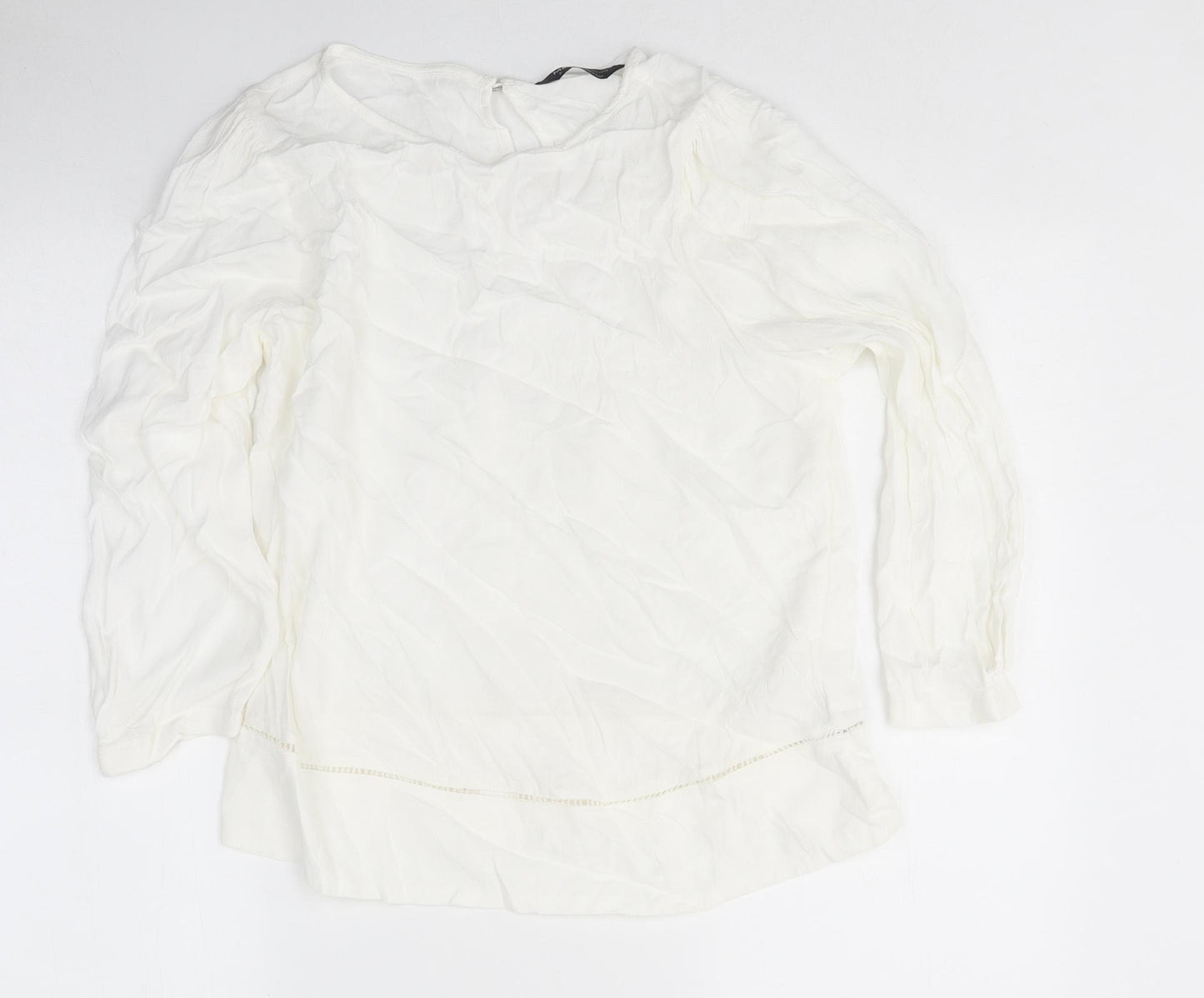 Marks and Spencer Womens White Polyester Basic Blouse Size 8 Round Neck