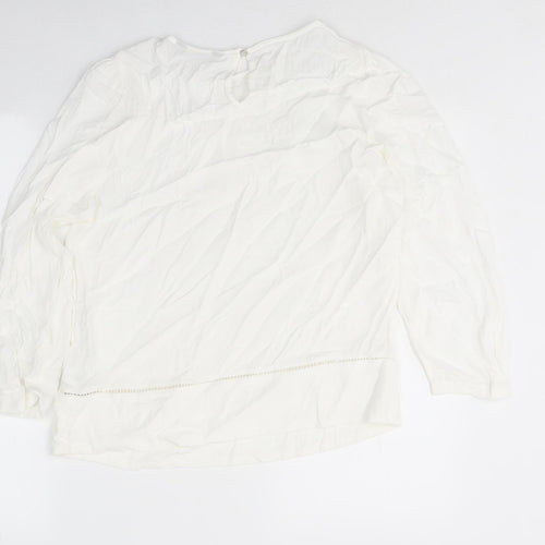Marks and Spencer Womens White Polyester Basic Blouse Size 8 Round Neck