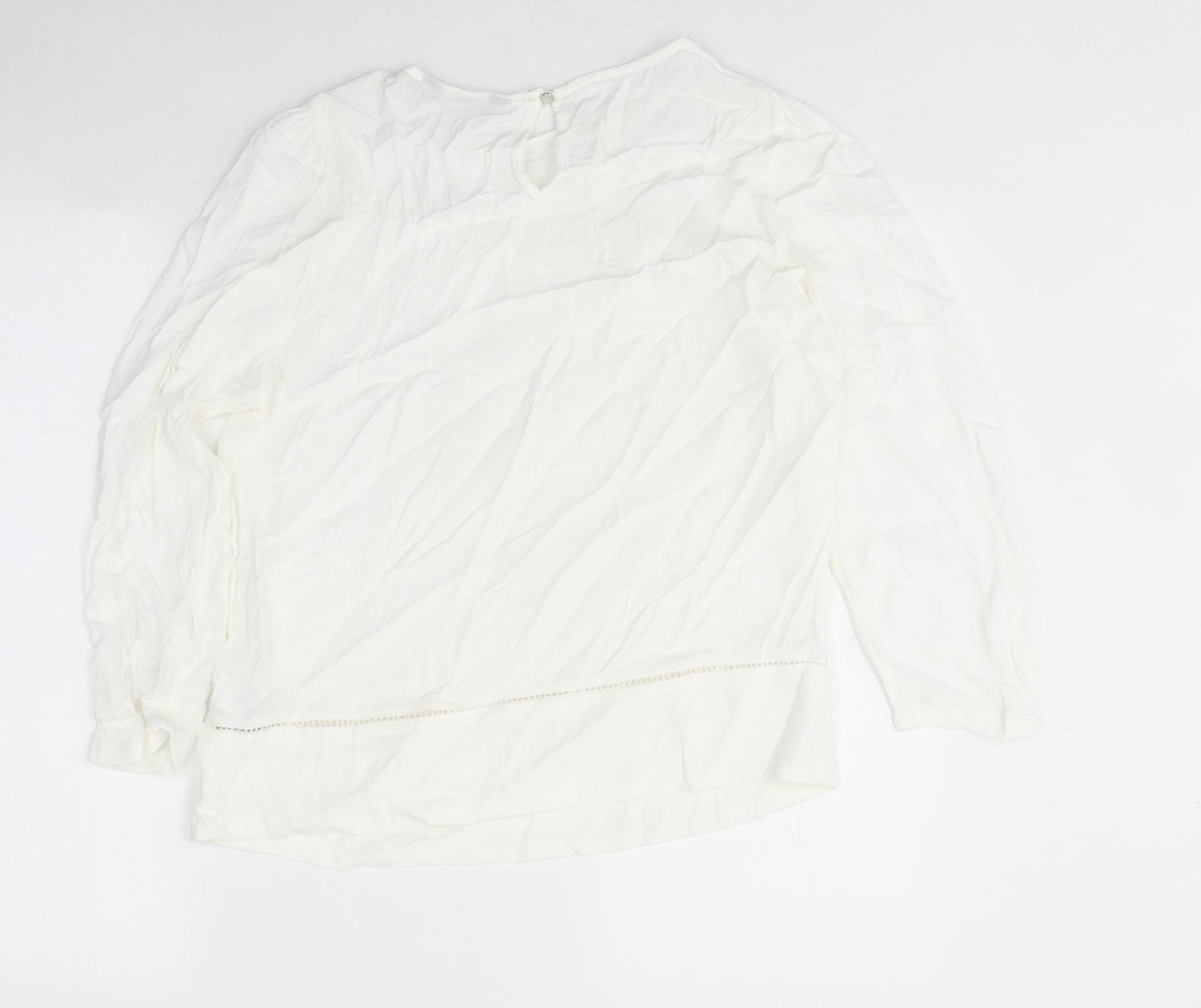 Marks and Spencer Womens White Polyester Basic Blouse Size 8 Round Neck