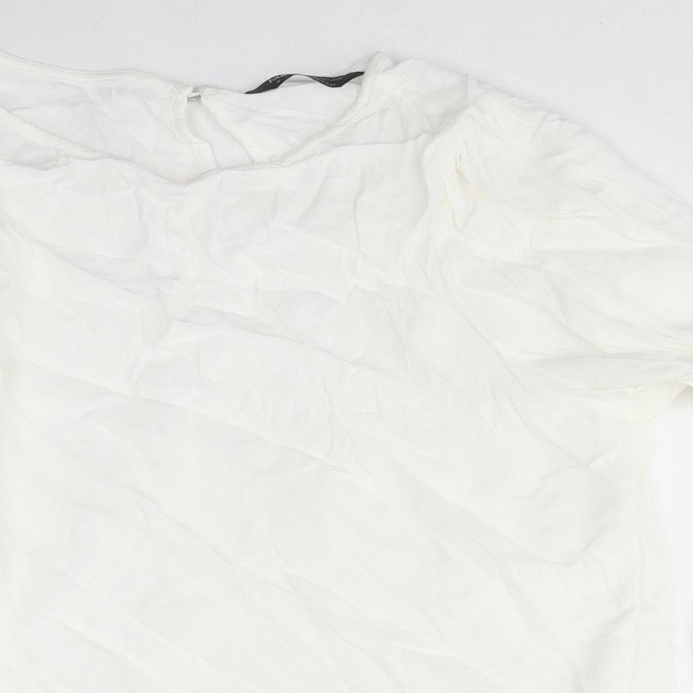 Marks and Spencer Womens White Polyester Basic Blouse Size 8 Round Neck