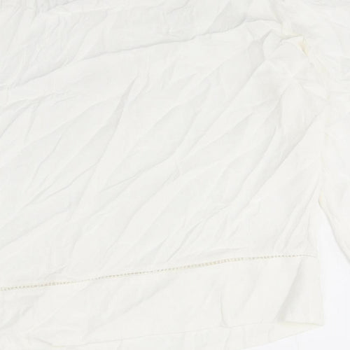 Marks and Spencer Womens White Polyester Basic Blouse Size 8 Round Neck