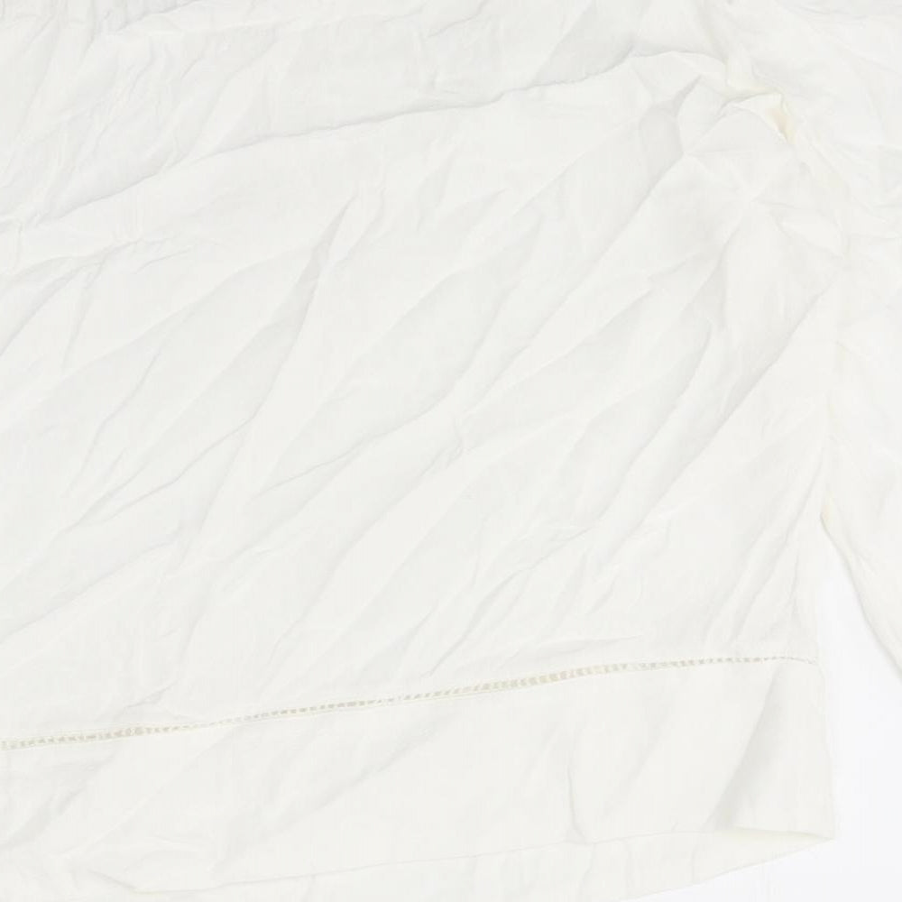 Marks and Spencer Womens White Polyester Basic Blouse Size 8 Round Neck