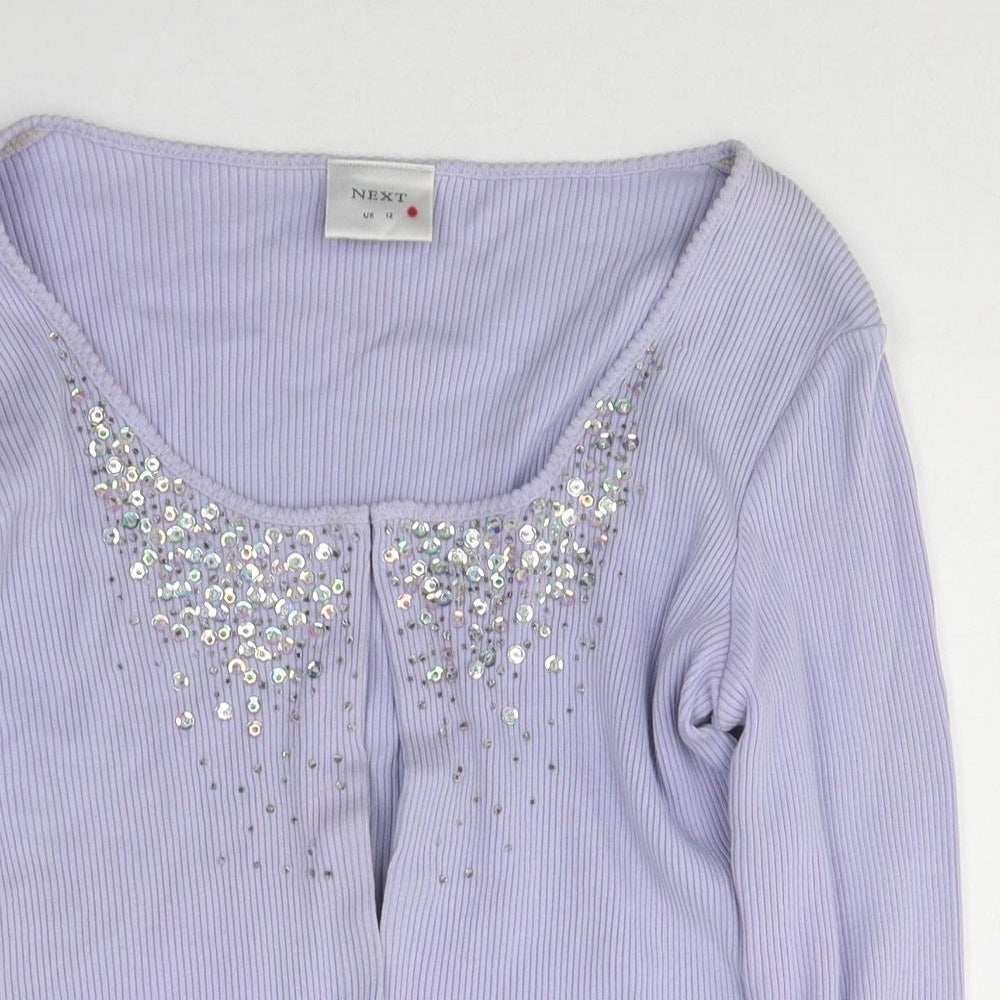 NEXT Womens Purple Boat Neck Polyester Cardigan Jumper Size 12