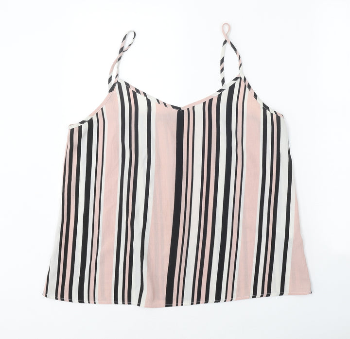 New Look Womens Multicoloured Striped Polyester Camisole Tank Size 14 V-Neck