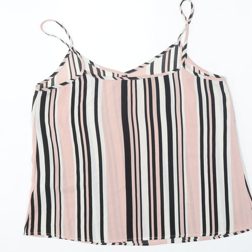 New Look Womens Multicoloured Striped Polyester Camisole Tank Size 14 V-Neck
