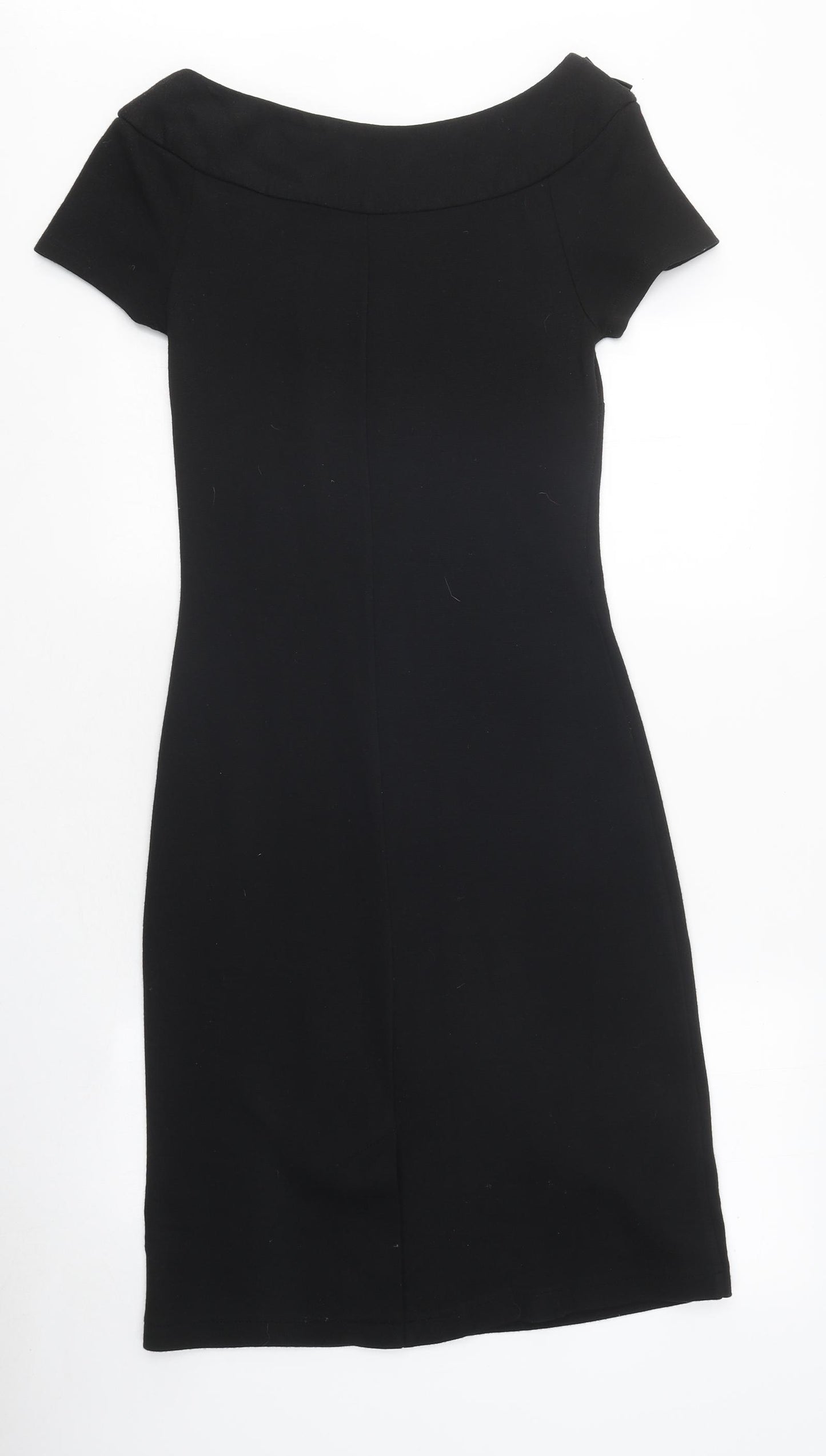 Marks and Spencer Womens Black Polyester A-Line Size 10 Boat Neck Pullover - Flower
