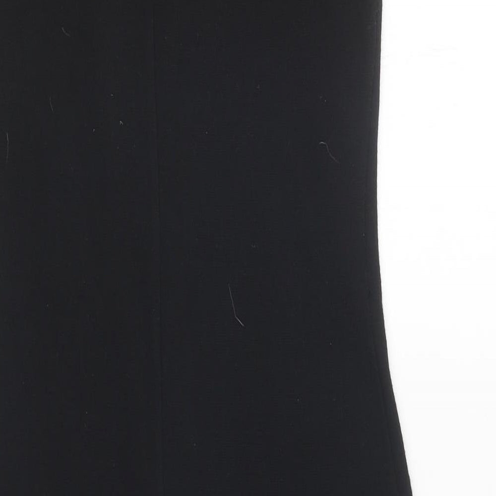 Marks and Spencer Womens Black Polyester A-Line Size 10 Boat Neck Pullover - Flower