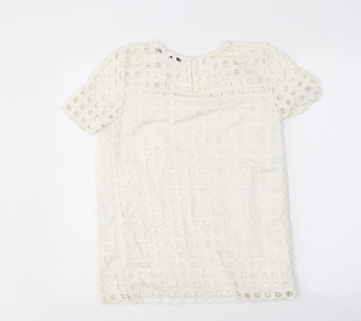 TU Womens White Polyester Basic T-Shirt Size 8 Round Neck
