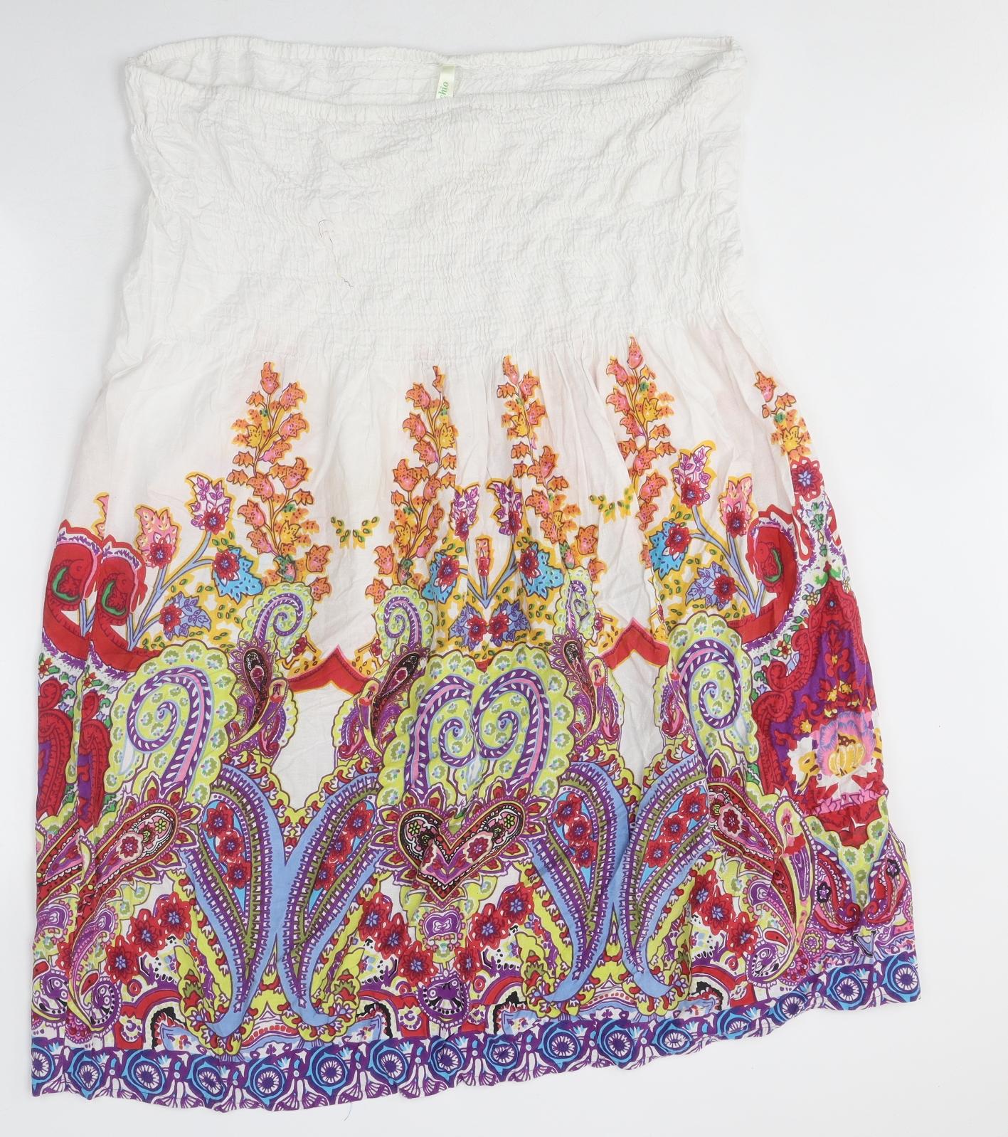 pistachio Womens Multicoloured Paisley Polyester A-Line Size L Off the Shoulder Pullover