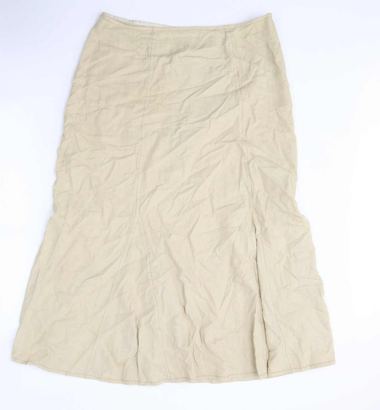 Marks and Spencer Womens Beige Polyester Maxi Skirt Size 14 Zip