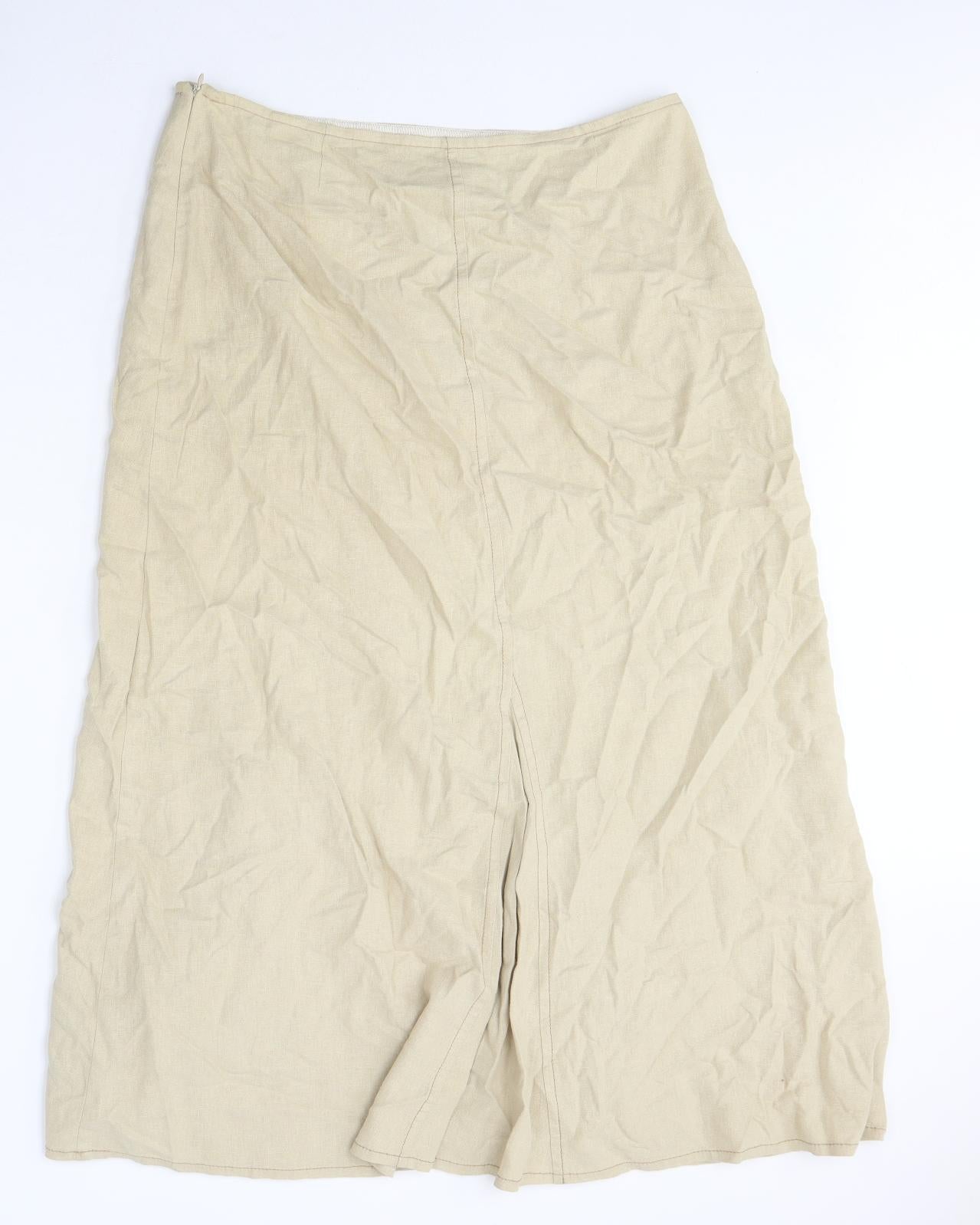 Marks and Spencer Womens Beige Polyester Maxi Skirt Size 14 Zip