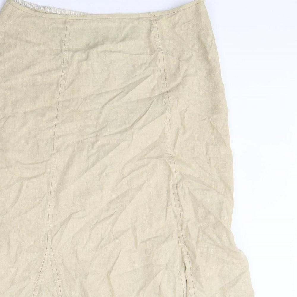 Marks and Spencer Womens Beige Polyester Maxi Skirt Size 14 Zip