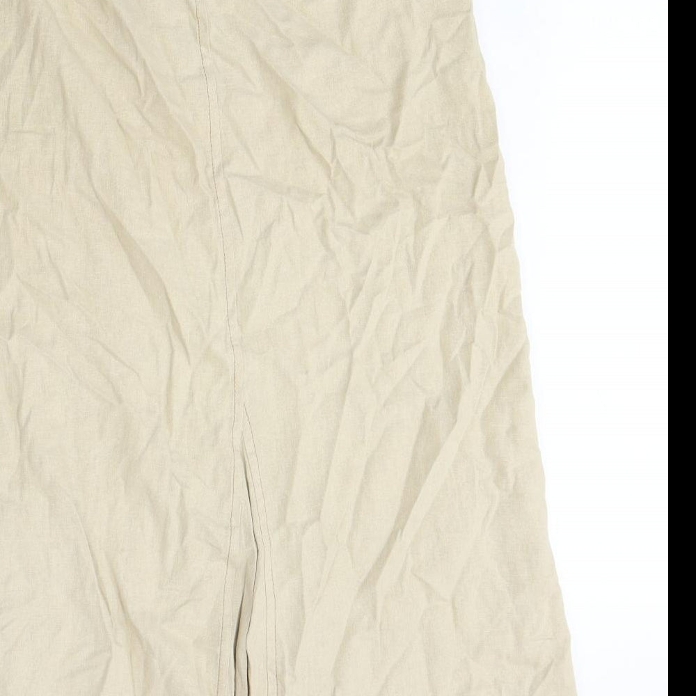 Marks and Spencer Womens Beige Polyester Maxi Skirt Size 14 Zip