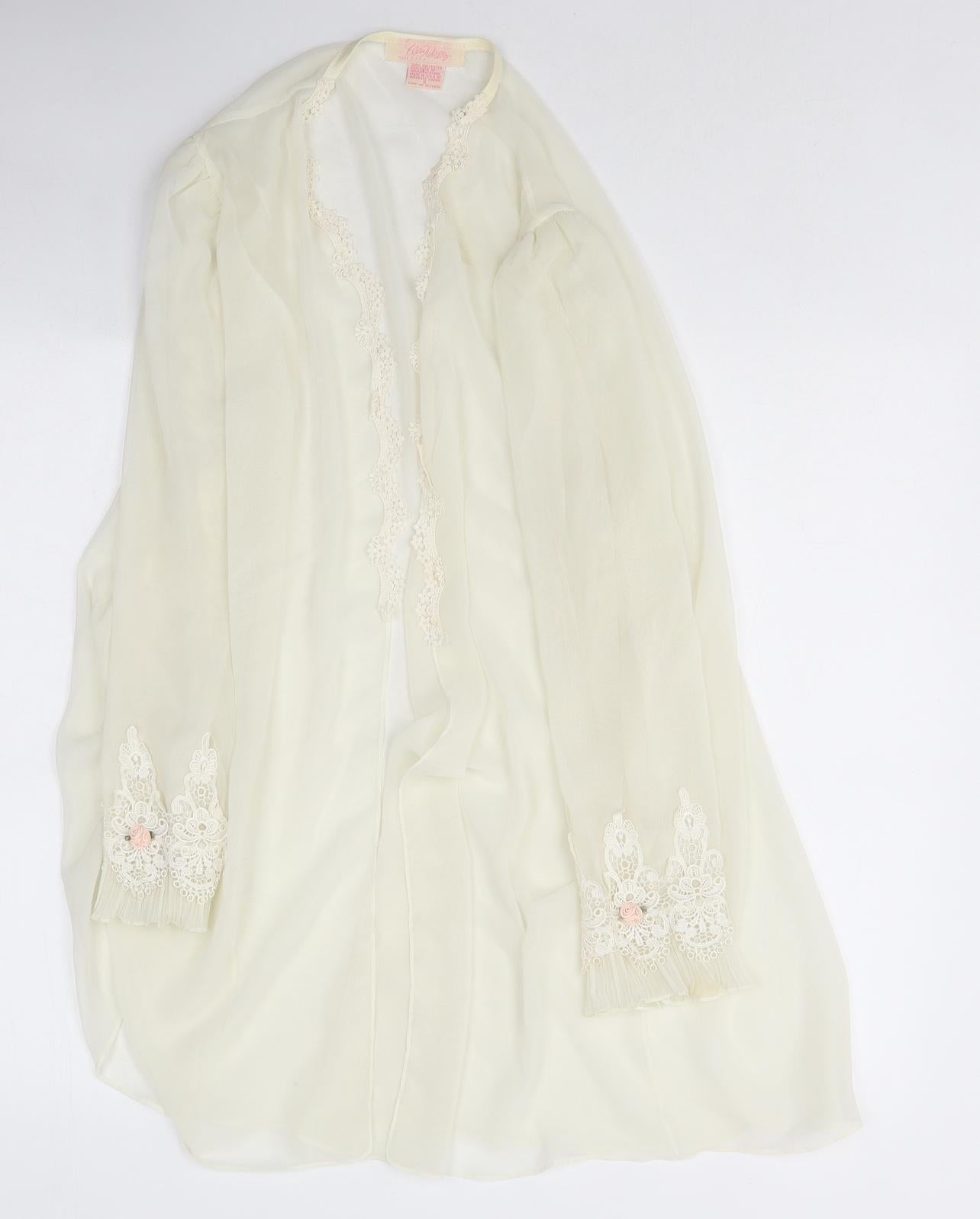 Preworn Womens Ivory Floral Polyester Kaftan Robe Size S