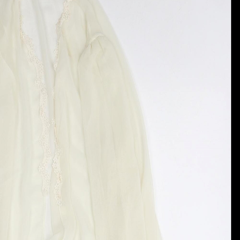 Preworn Womens Ivory Floral Polyester Kaftan Robe Size S