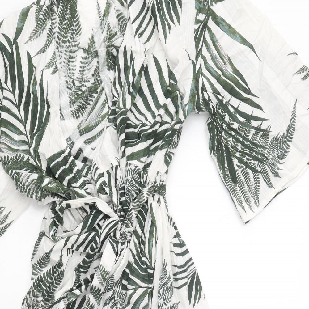 NEXT Womens White Fair Isle Polyester Wrap Dress Size 12 V-Neck Tie