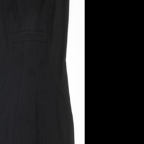 NEXT Womens Black Polyester Pencil Dress Size 10 V-Neck Zip