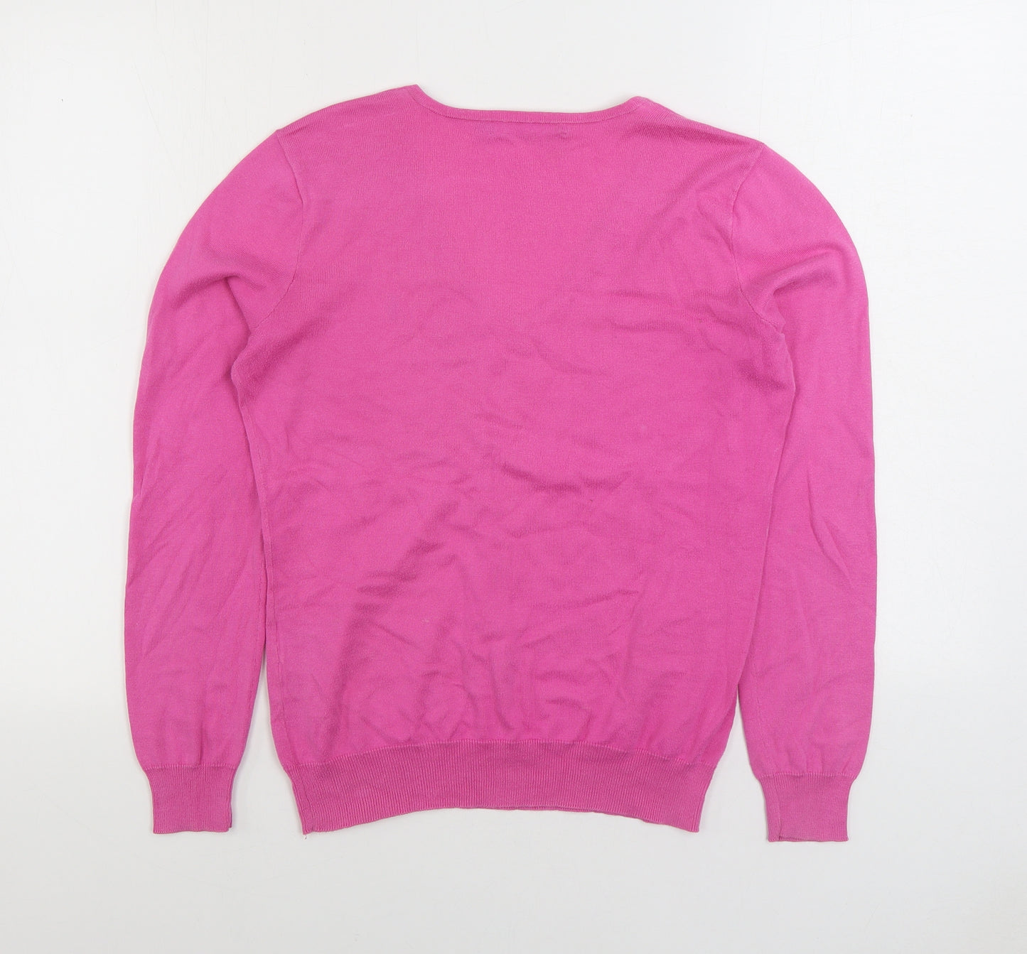 Lauren Ralph Lauren Womens Pink V-Neck 100% Cotton Pullover Jumper Size M