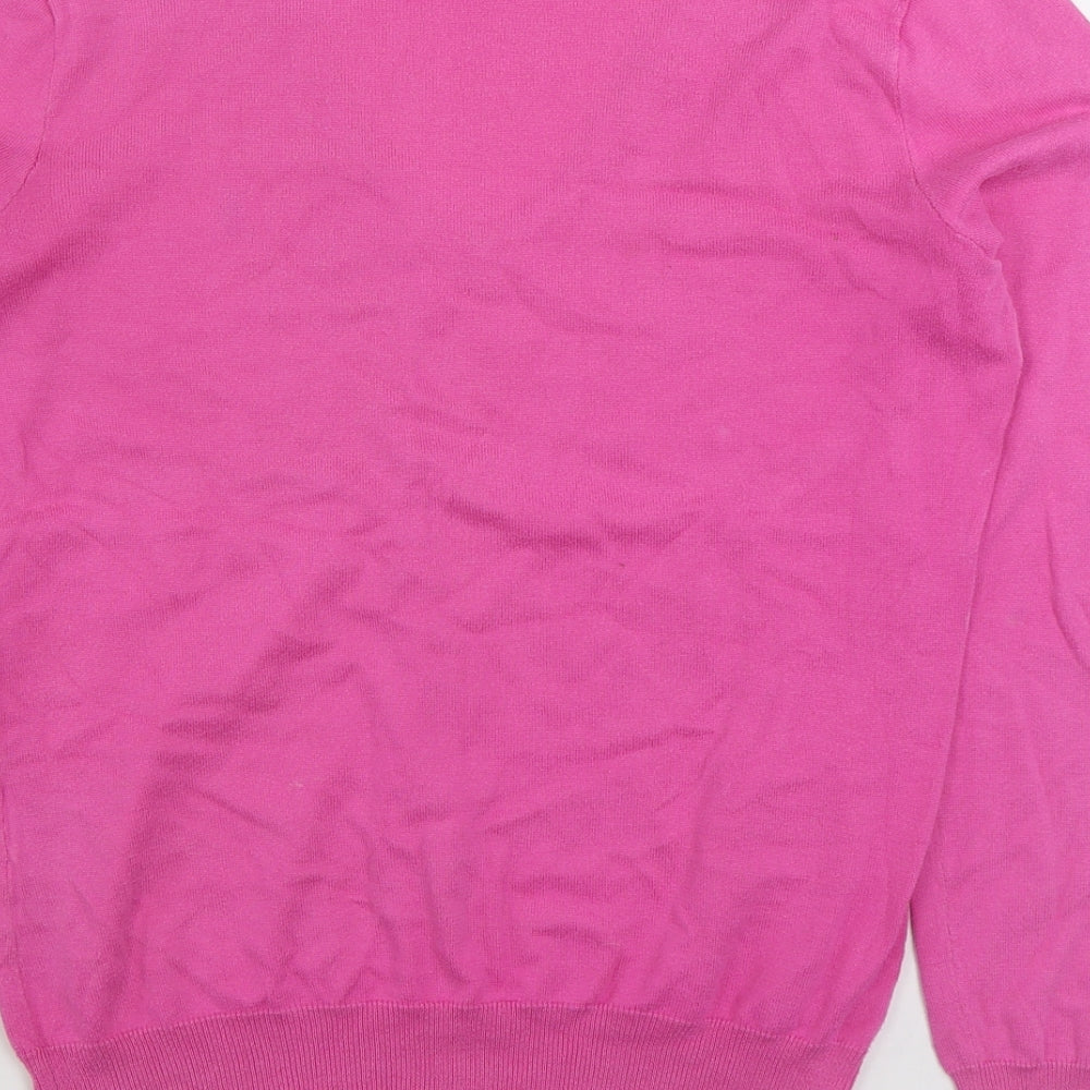 Lauren Ralph Lauren Womens Pink V-Neck 100% Cotton Pullover Jumper Size M