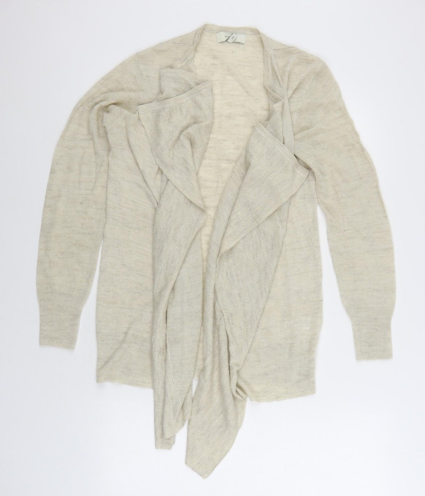 NEXT Womens Beige V-Neck Acrylic Cardigan Jumper Size 12