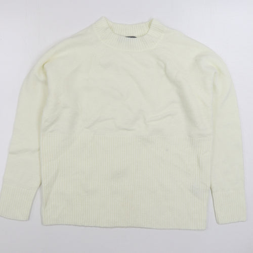 Numeg Womens Ivory Mock Neck Acrylic Pullover Jumper Size 12