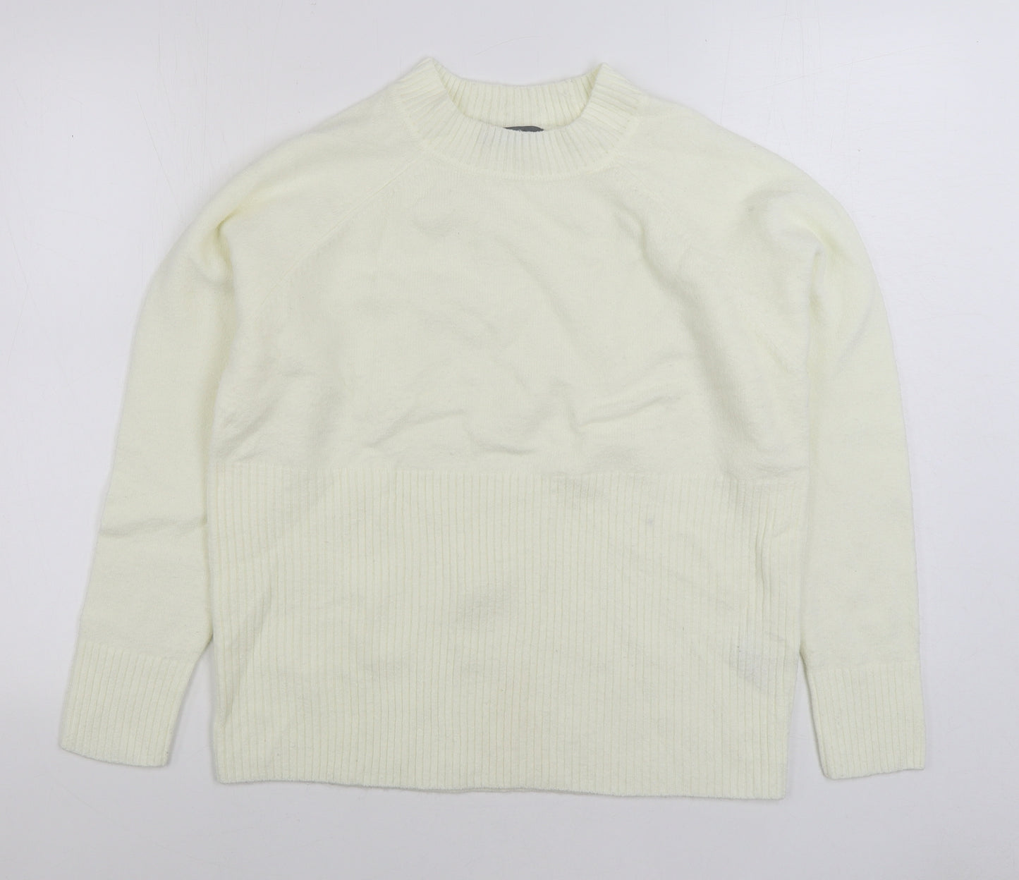 Numeg Womens Ivory Mock Neck Acrylic Pullover Jumper Size 12