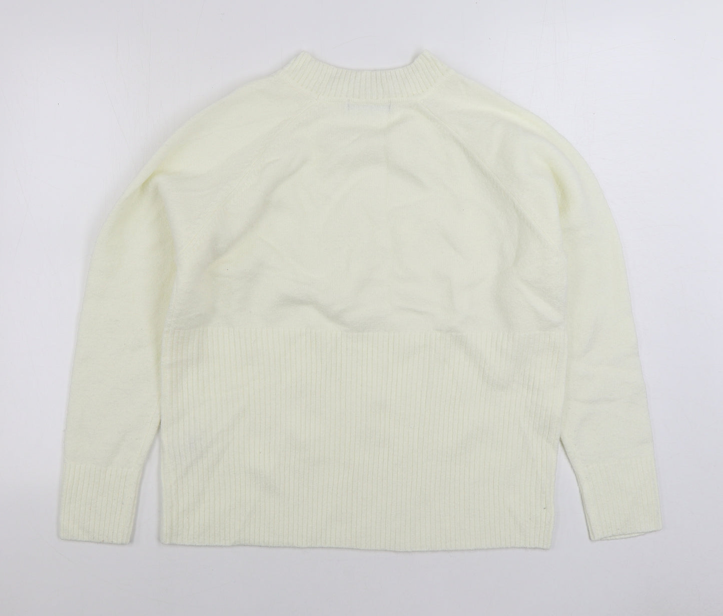 Numeg Womens Ivory Mock Neck Acrylic Pullover Jumper Size 12