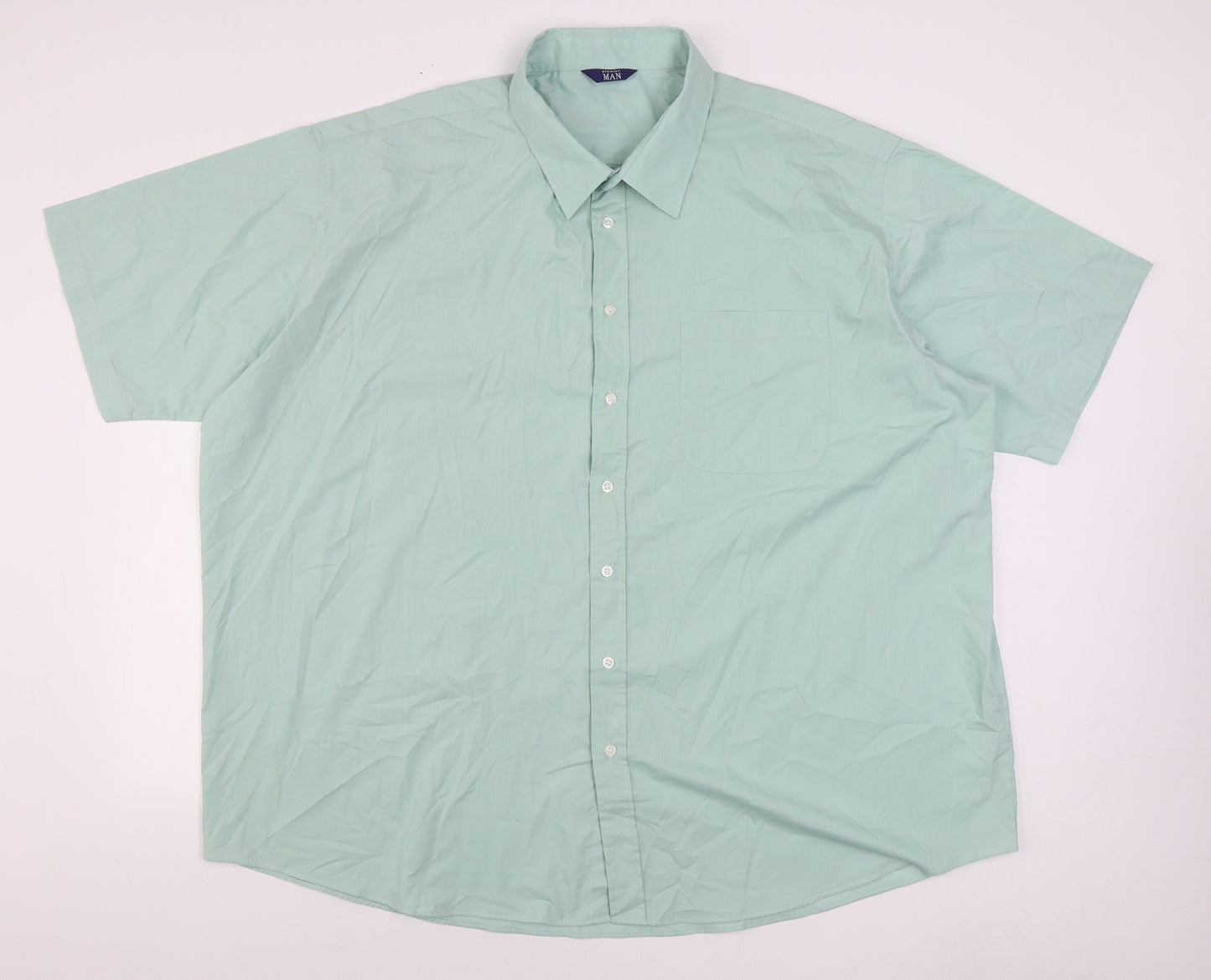 Premier Man Mens Green Polyester Dress Shirt Size 20.5 Collared Button