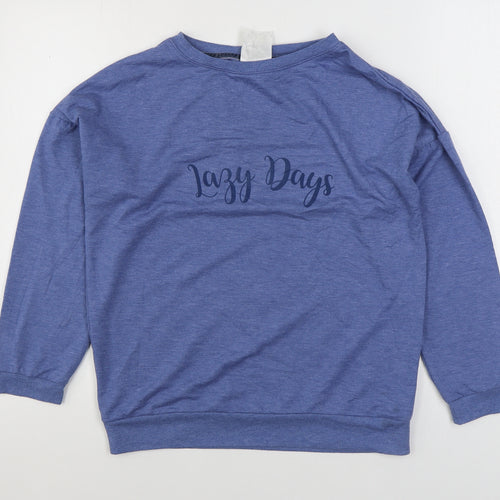 Avenue Womens Blue Solid Polyester Top Pyjama Top Size S - Lazy Days