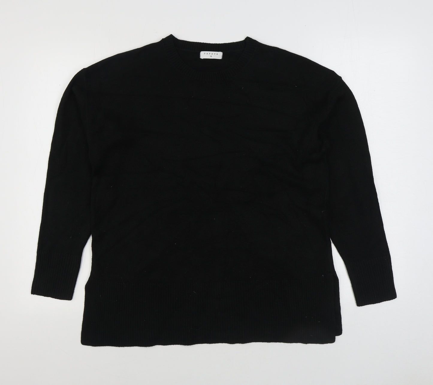 Matalan Womens Black Round Neck Acrylic Pullover Jumper Size 14