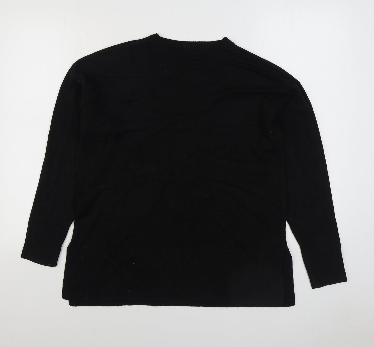 Matalan Womens Black Round Neck Acrylic Pullover Jumper Size 14