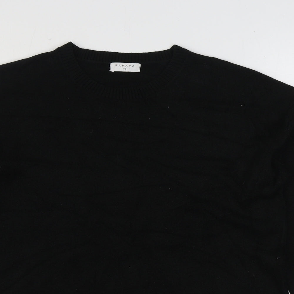 Matalan Womens Black Round Neck Acrylic Pullover Jumper Size 14