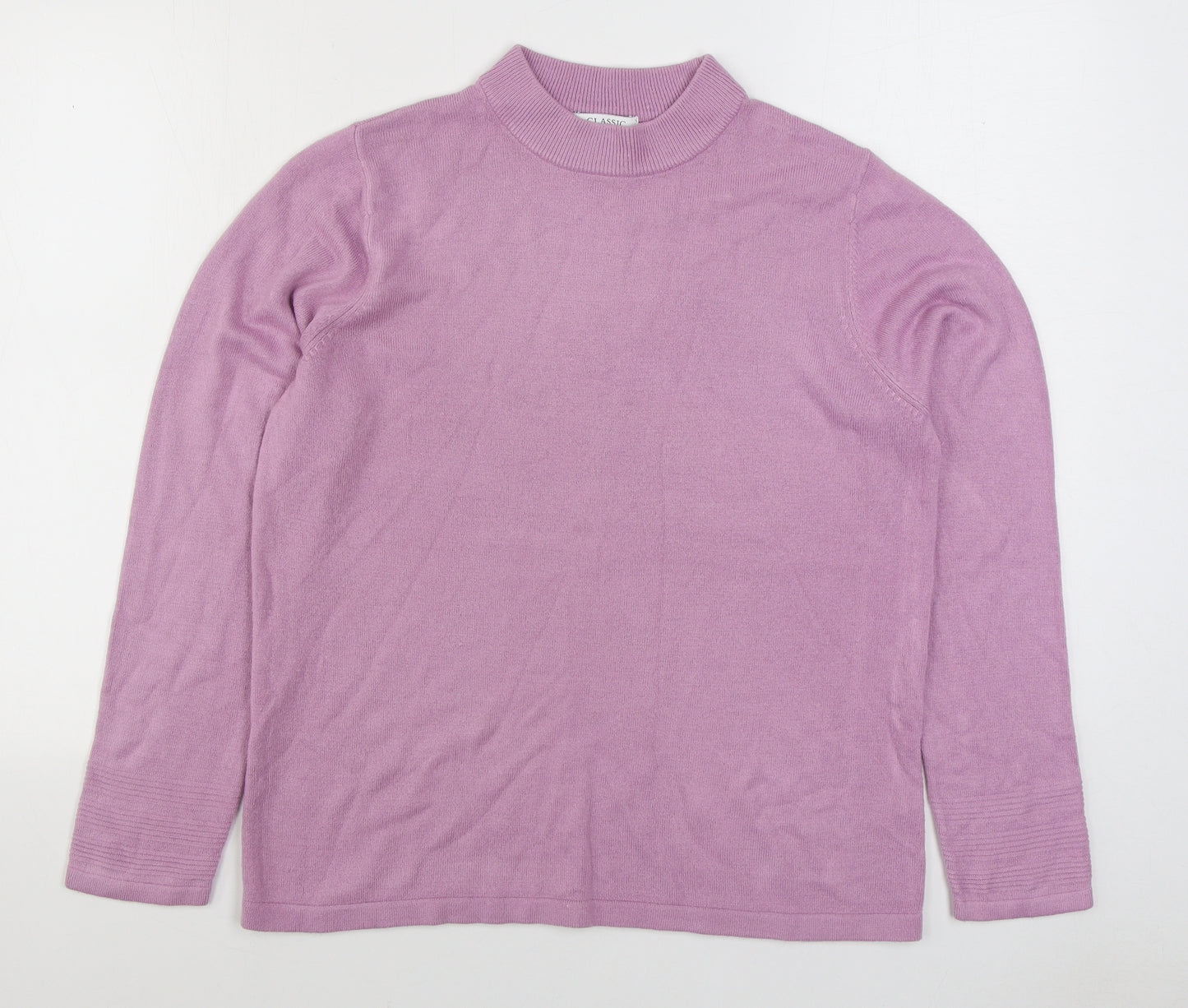 Marks and Spencer Womens Pink Mock Neck Acrylic Pullover Jumper Size 14