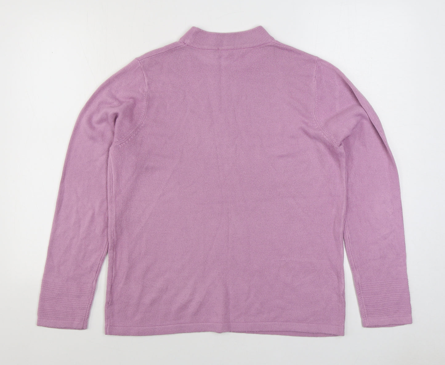 Marks and Spencer Womens Pink Mock Neck Acrylic Pullover Jumper Size 14