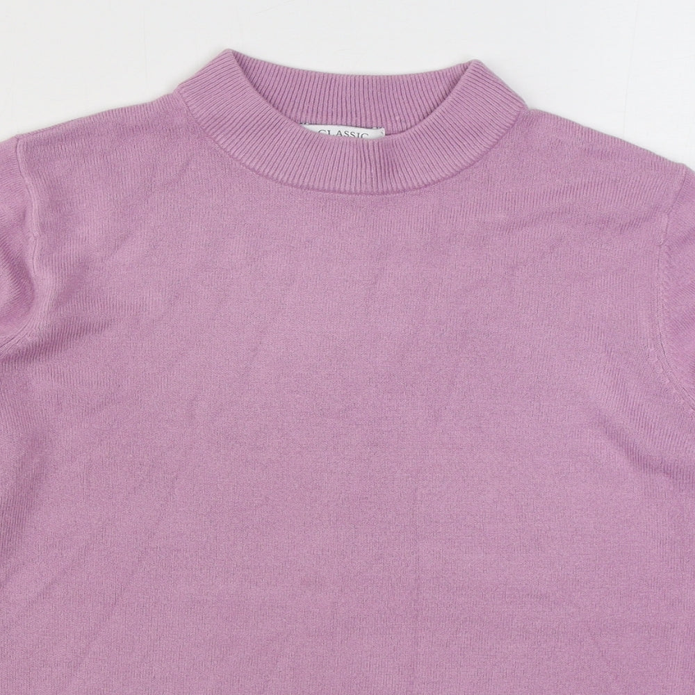 Marks and Spencer Womens Pink Mock Neck Acrylic Pullover Jumper Size 14