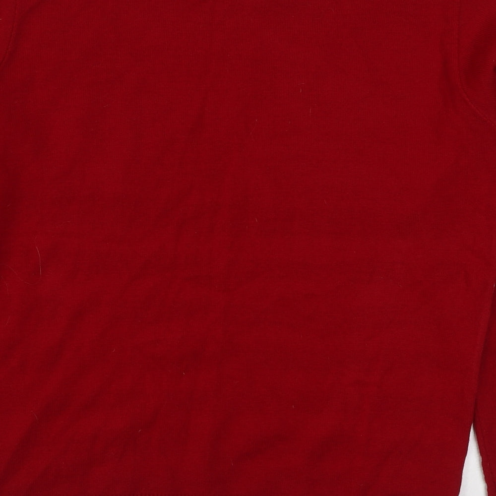 Boohoo Mens Red Round Neck Acrylic Pullover Jumper Size M - Stars & Stripes