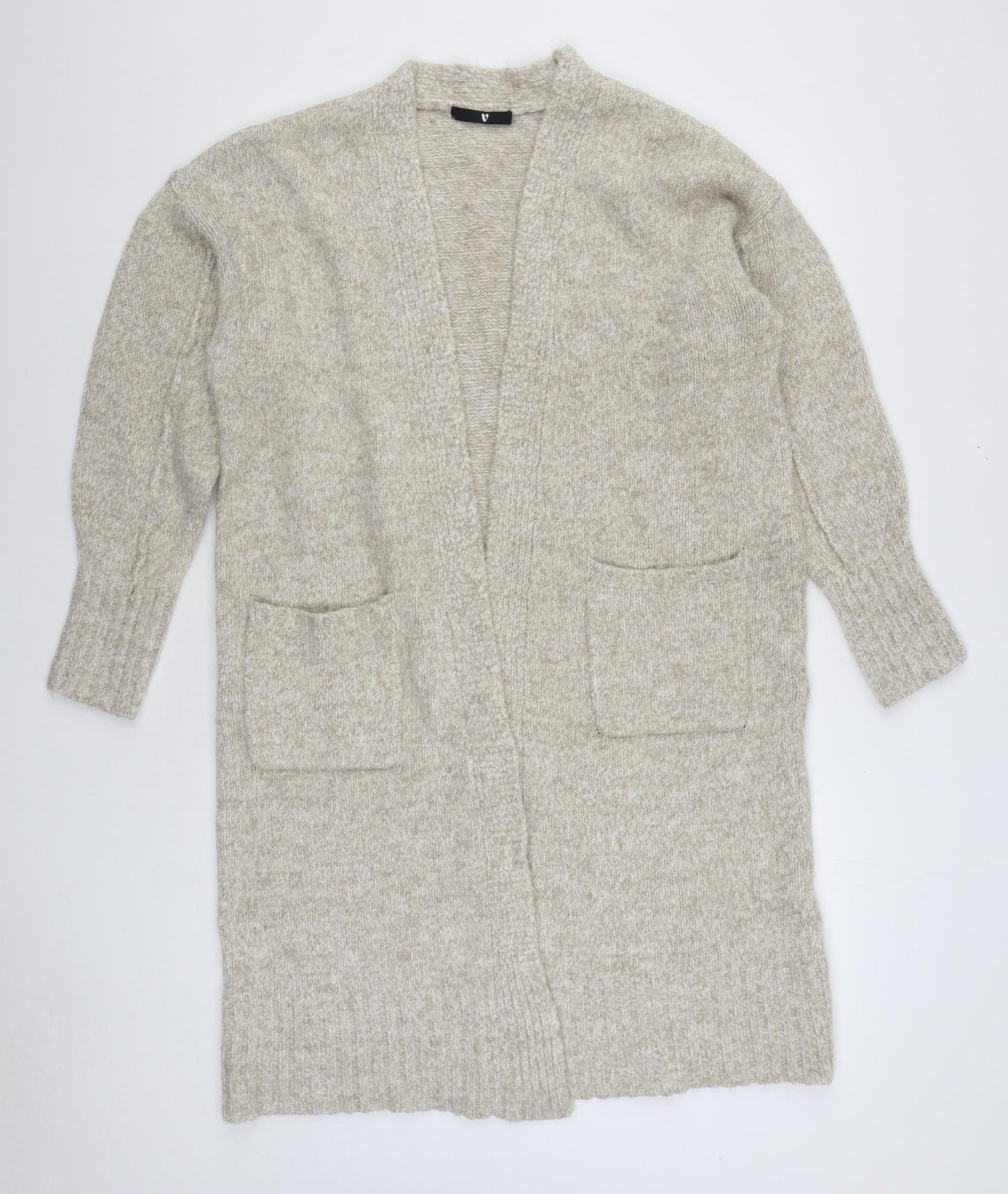 Very Womens Beige V-Neck Polyester Cardigan Jumper Size M