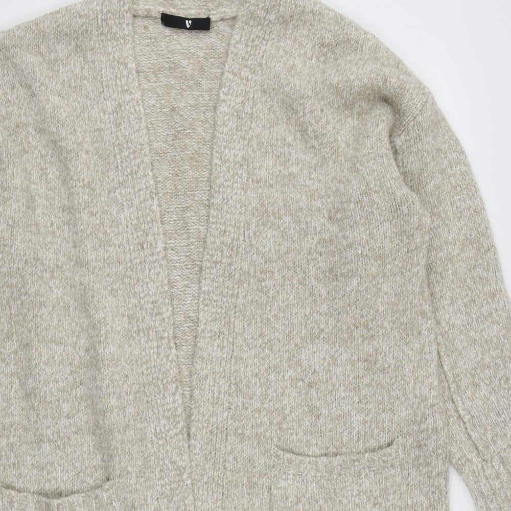 Very Womens Beige V-Neck Polyester Cardigan Jumper Size M