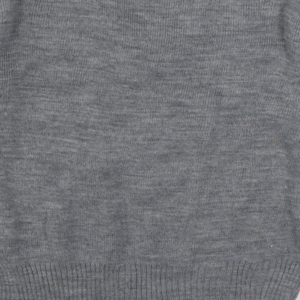 Preworn Boys Grey V-Neck Acrylic Pullover Jumper Size 8-9 Years Pullover