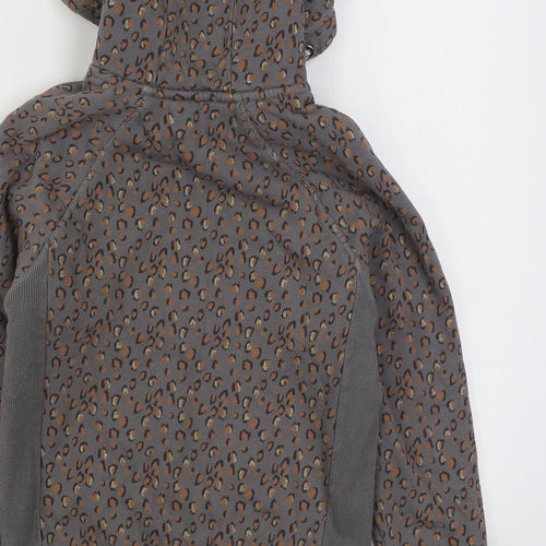 NEXT Girls Grey Animal Print Cotton Full Zip Hoodie Size 12 Years Zip - Leopard Print