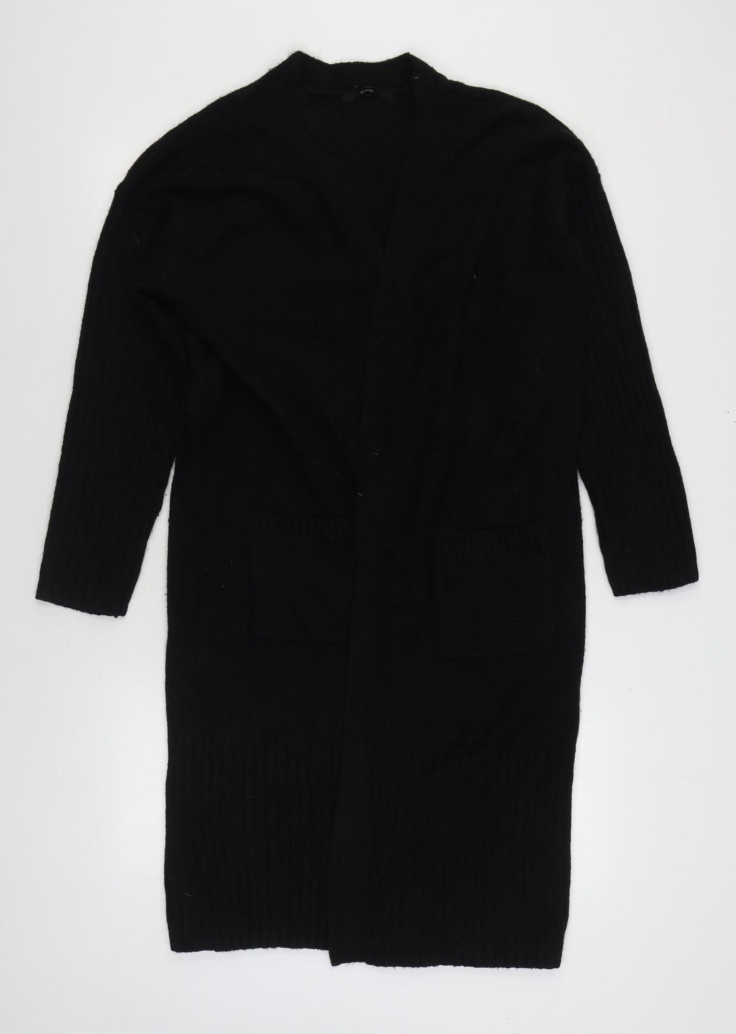 George Womens Black V-Neck Acrylic Cardigan Jumper Size M
