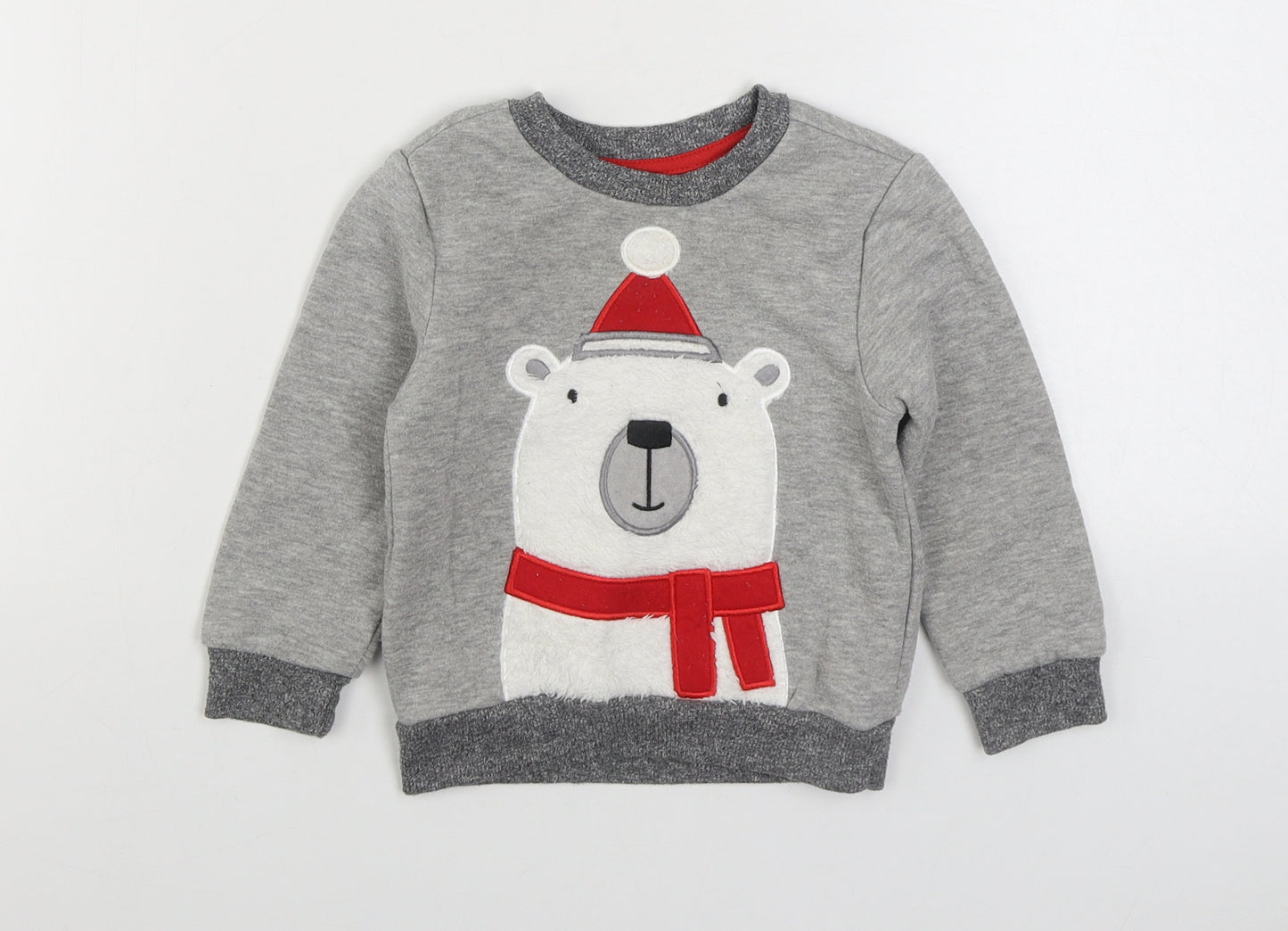 Primark Baby Grey Cotton Pullover Jumper Size 18-24 Months Pullover - Christmas Polar Bear
