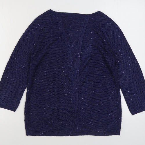 Monsoon Womens Blue Boat Neck Polyester Pullover Jumper Size S