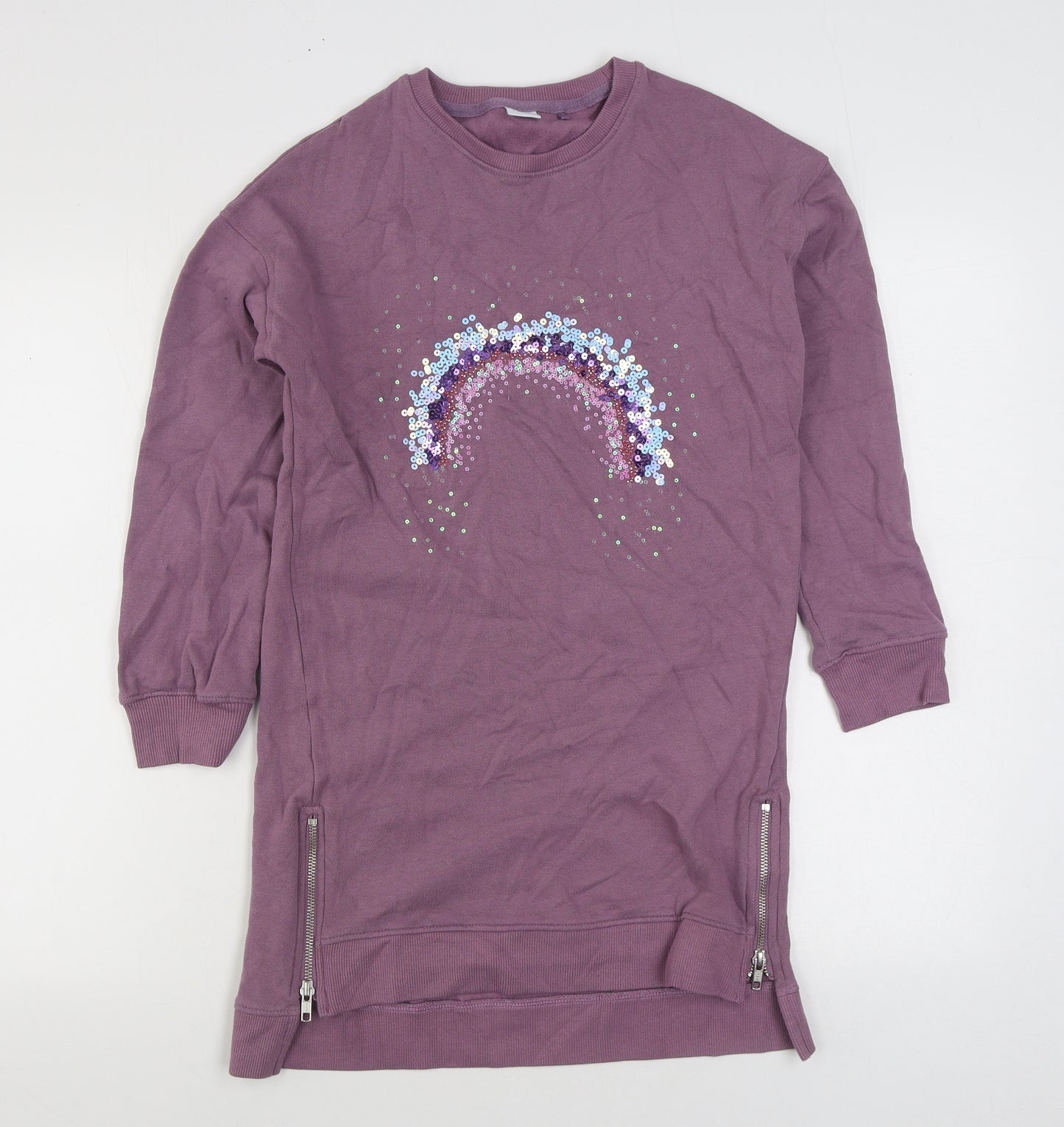 NEXT Girls Purple Cotton Pullover Sweatshirt Size 12 Years Pullover - Rainbow
