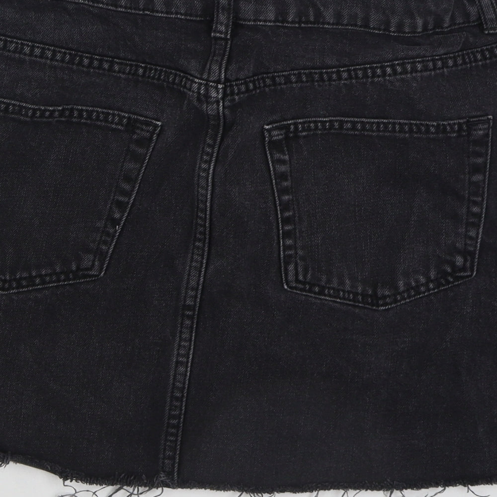 Topshop Womens Black Cotton Mini Skirt Size 12 Zip