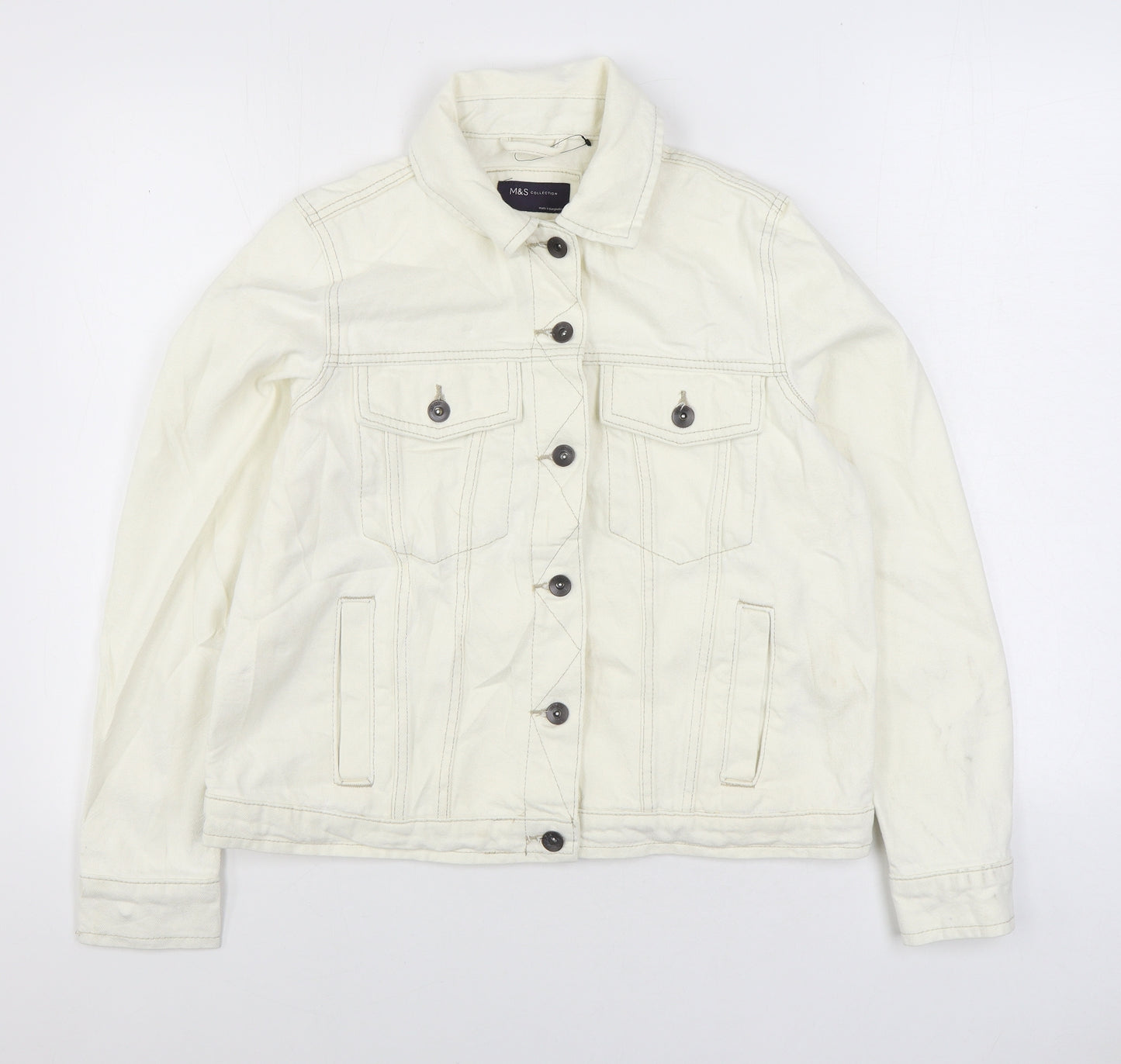 Marks and Spencer Womens White Jacket Size 12 Button