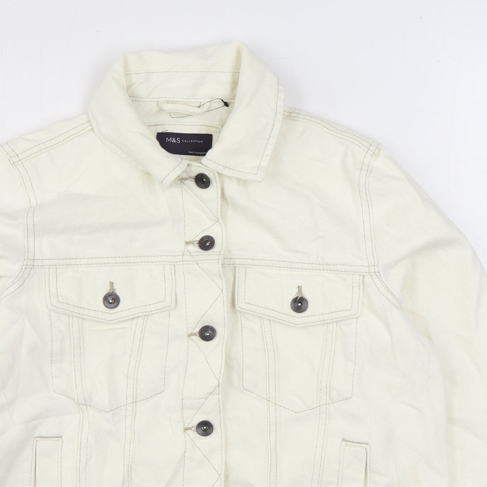 Marks and Spencer Womens White Jacket Size 12 Button