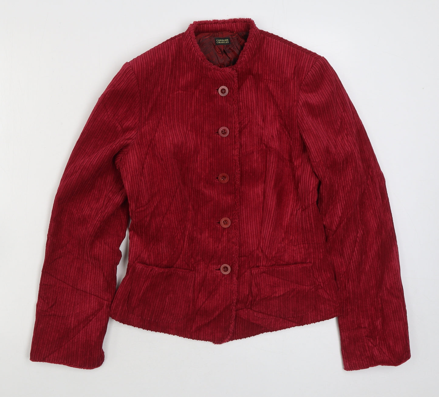 Caroline Charles Womens Red Jacket Blazer Size 10 Button